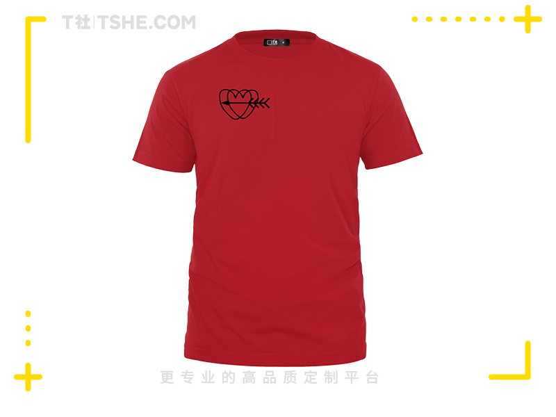红色情侣T恤图案设计